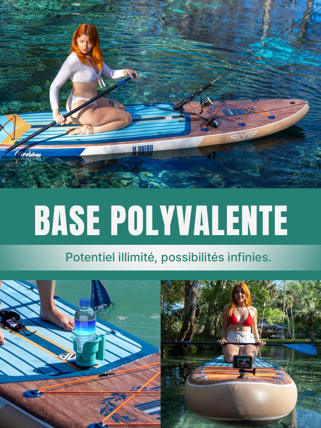 Niphean Extra Large Paddle Gonflable, Sup à 2+1 Personnes/Famille, Planches de Stand Up Paddle Gonflables avec Idéal Débutant Aileron Équilibré, Housse Étanche, Paddle Gonflable Adulte, Cadeaux