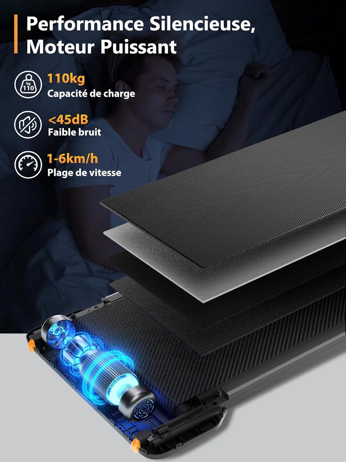 Walkingpad Z1 tapis de marche pliable, LED, télécommande, vitesse 1–6km/h
