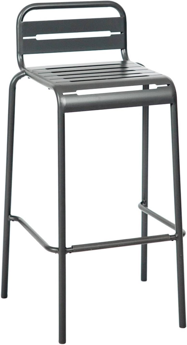 sweeek - Table Haute de Jardin Acier + 4 assises Amelia Anthracite. 4 chaises Hautes en Acier. 120 x 70cm x 95cm