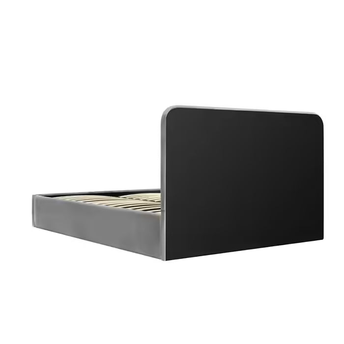 Lit coffre avec sommier relevable 140x190 cm ANNA en velours gris Lit