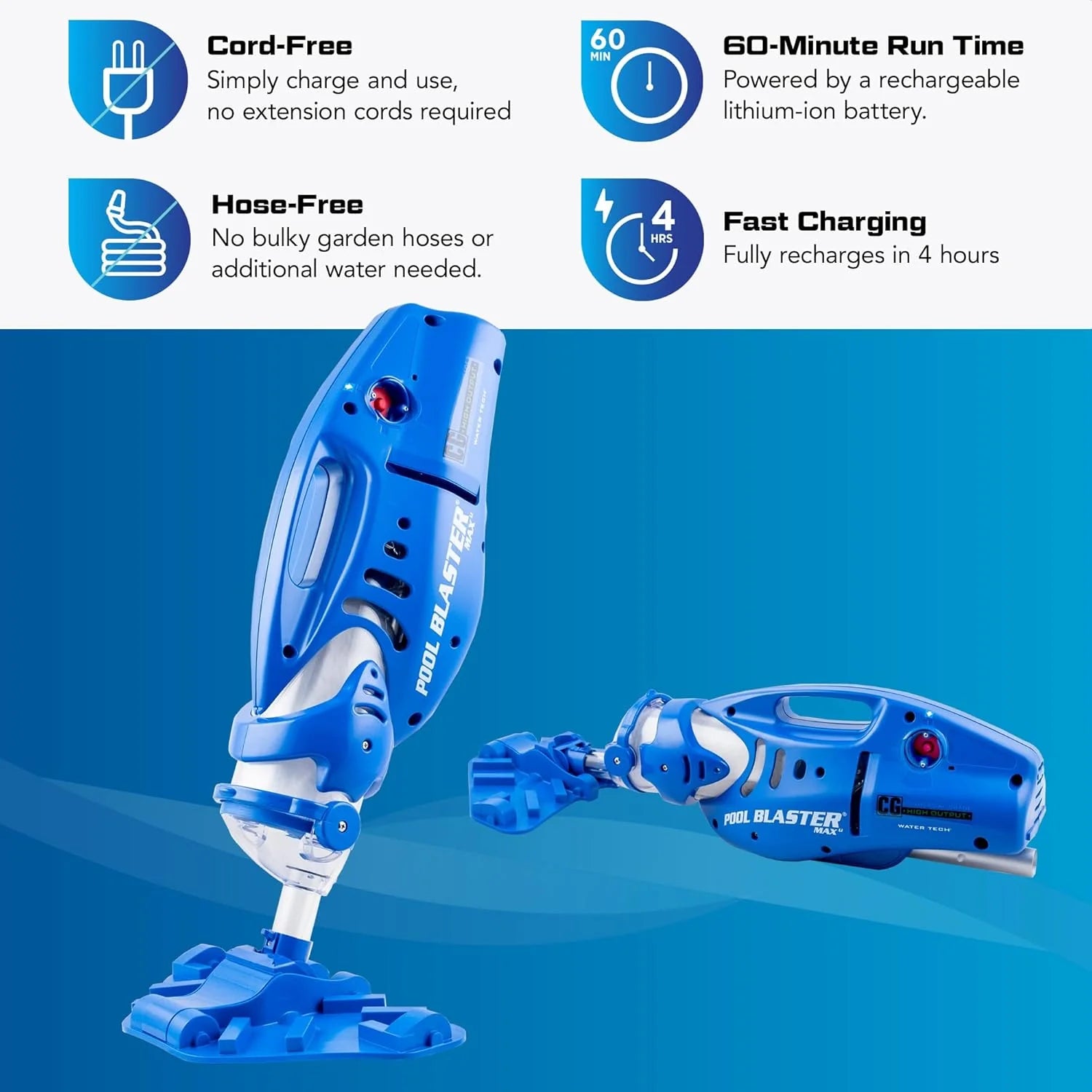 Pool Blaster Max Li CG aspirateur piscine, moteur P30, puissance accrue, spa inclus