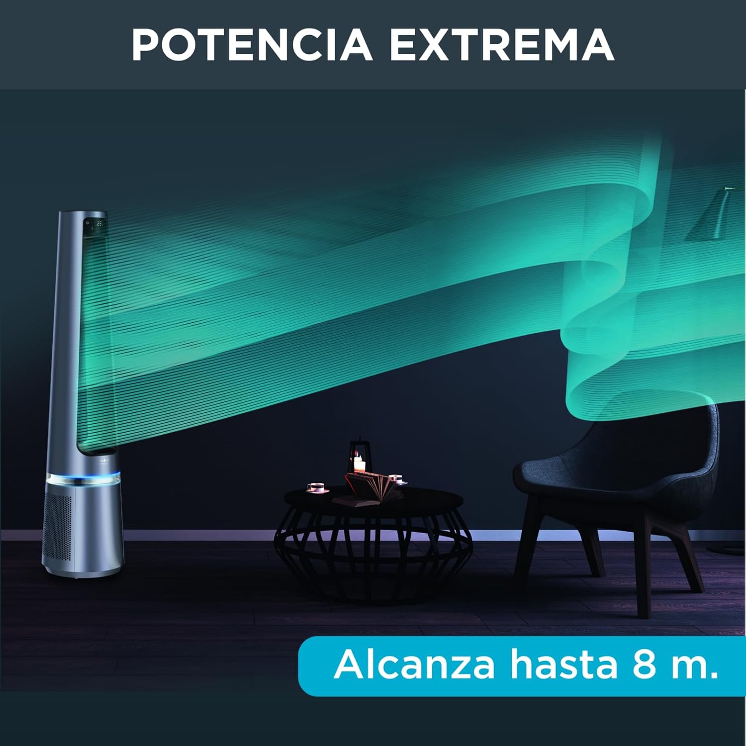 Rowenta Eclipse 2-en-1 Ventilateur purificateur, Ventile et filtre l'air, Particules fines, 32 dB (A), Puissant, Oscillation, 12 vitesses, Minuteur, Départ différé QU5030F0