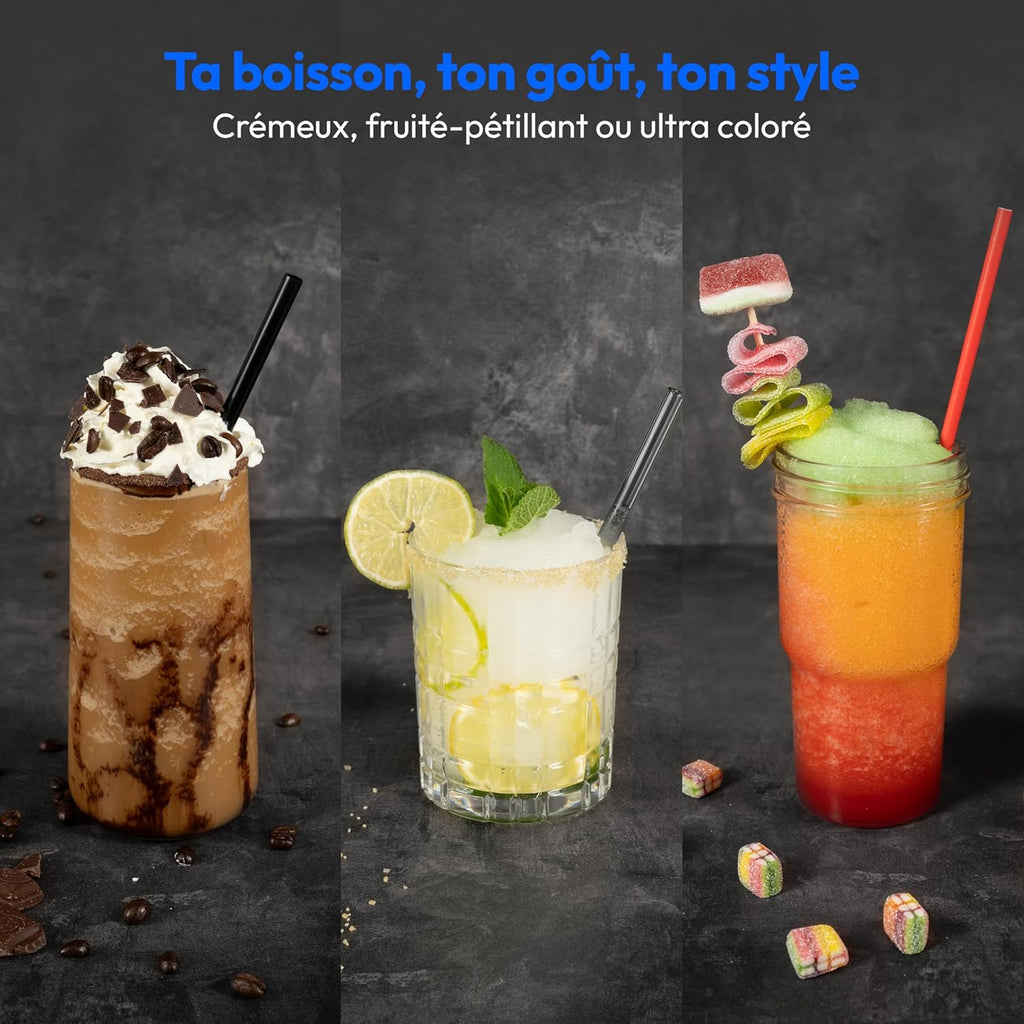MEDION Machine à granité (boissons glacées, capacité 2,6L, réservoir 1,9L, slush machine pour boissons, 5 modes de boisson, machine a glace, préparation en 30–60min, compresseur, MD12090)