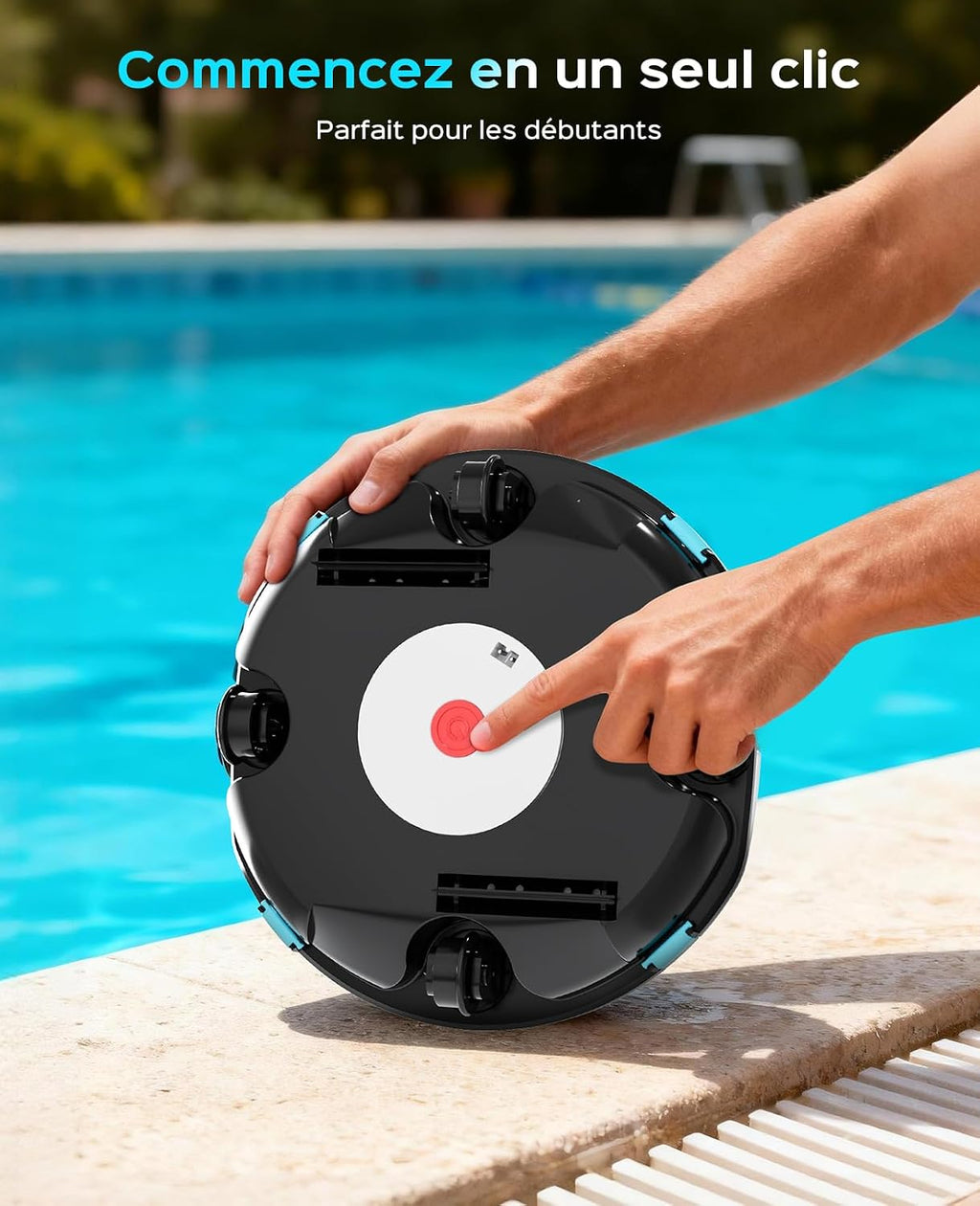 WINNY POOL CLEANER Winny 200P Robot Piscine, Aspirateur Piscine sans Fil avec Batterie, Autonomie 80 Min pour Piscines Hors-Sol 60m², Double Filtration,Stationnement Automatique(Noir-Bleu)