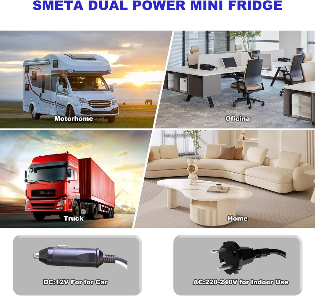 SMETA Frigo 12V 220V, Frigo Camping Car Chambre Silencieux 53L, Réfrigérateur avec Serrure et Porte Réversible, pour Caravane Van Aménagé Voiture Chambre Bureau Gîte, Noir