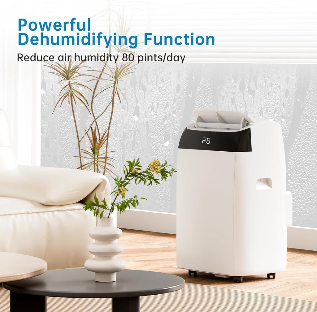 Garvee Climatiseur Mobile 12000 BTU, 4 En 1 Avec Mode Nuit, Timer 24H - Refroidit Jusqu'à 50 M² - Pour Bureau, Chambre, Camping-Car - Énergie a, Silencieux