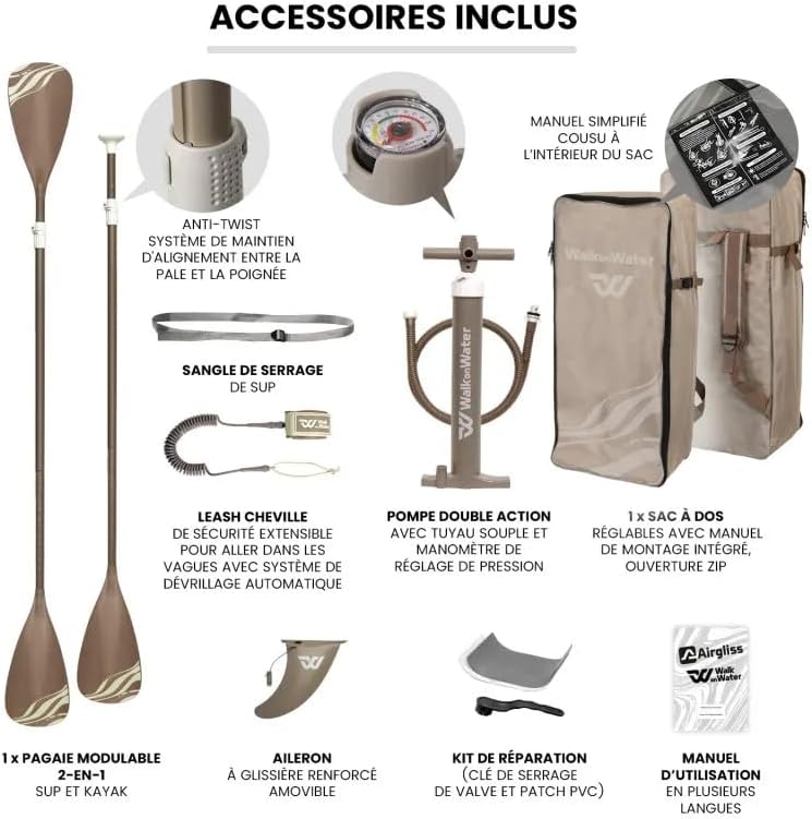 WOW Bloom 11.0 Sup Gonflable Paddle 335 cm x 84 cm – Stand Up Paddle Stable 2–3 Personnes, Pack Complet avec Pagaie 2en1 Kayak, Drop Stitch Renforcé, Charge 170 kg, Débutant à Intermédiaire