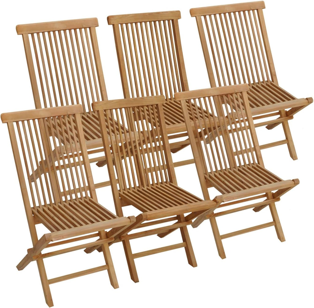Happy Garden Lot de 6 chaises de Jardin Pliantes en Teck Lombok.