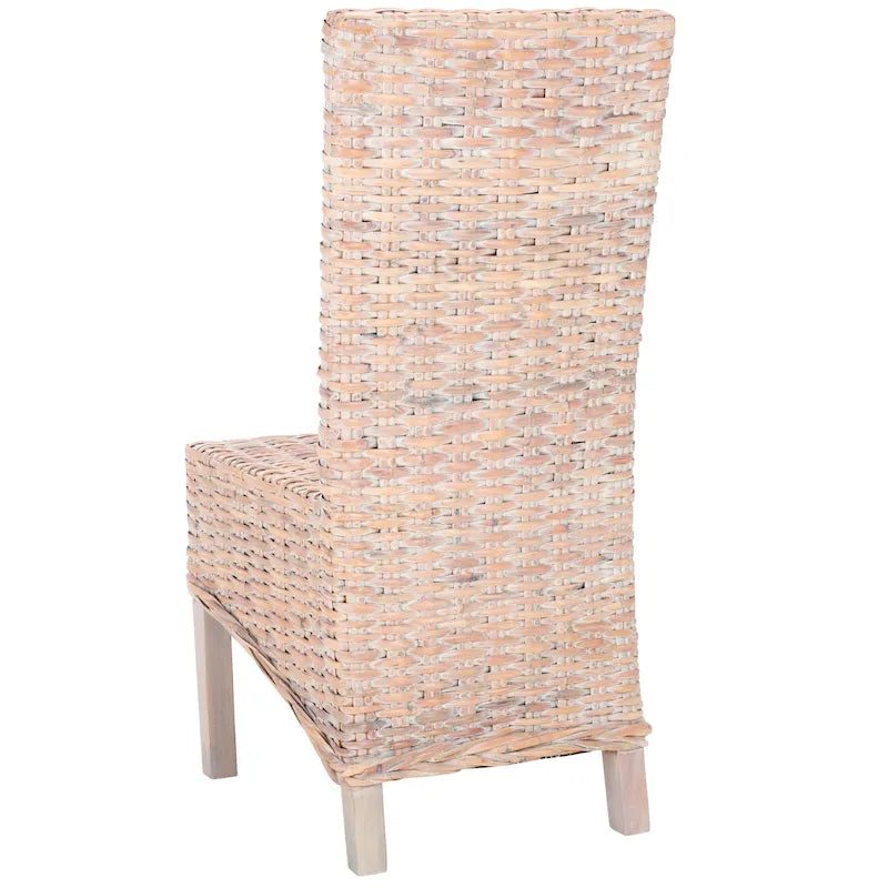 Lot de 2 chaises de salle à manger en osier naturel L 48 cm x P 56 cm x H 104 cm, style bohème côtier