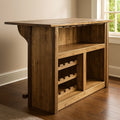 Meuble bar en bois massif naturel avec rangement pour bouteilles