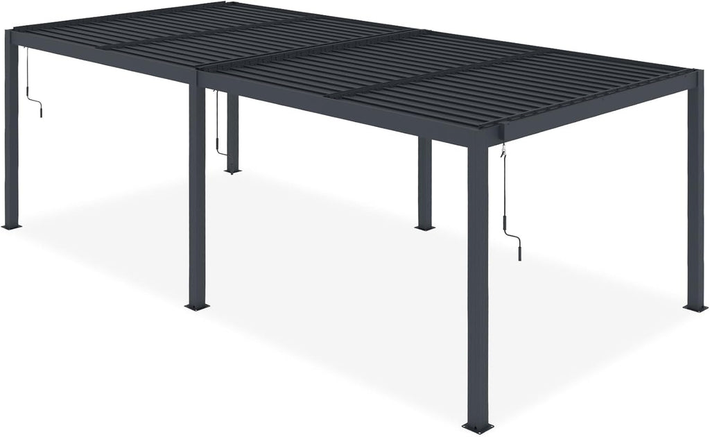 CAZEBOO Pergola Bioclimatique 6x3m Autoportée Santa – Aluminium Gris Lames Orientables en Acier – Tonnelle de Jardin Abri Terrasse – Résistante Vent 55 km/h – Protection Soleil Pluie – Montage Facile