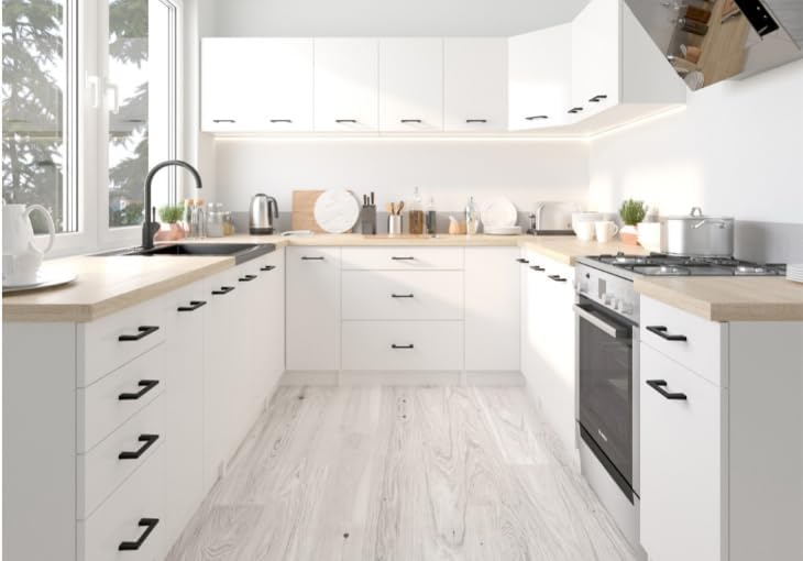 BDW Armoire de Cuisine OLIWIA S80 - Meuble Cuisine - Buffet - Panneau Stratifié 16 mm - Placage ABS - Design Moderne - Durable et Résistant à l'usure - Facile à Assembler - 3 Tiroirs - 80 cm - Blanc