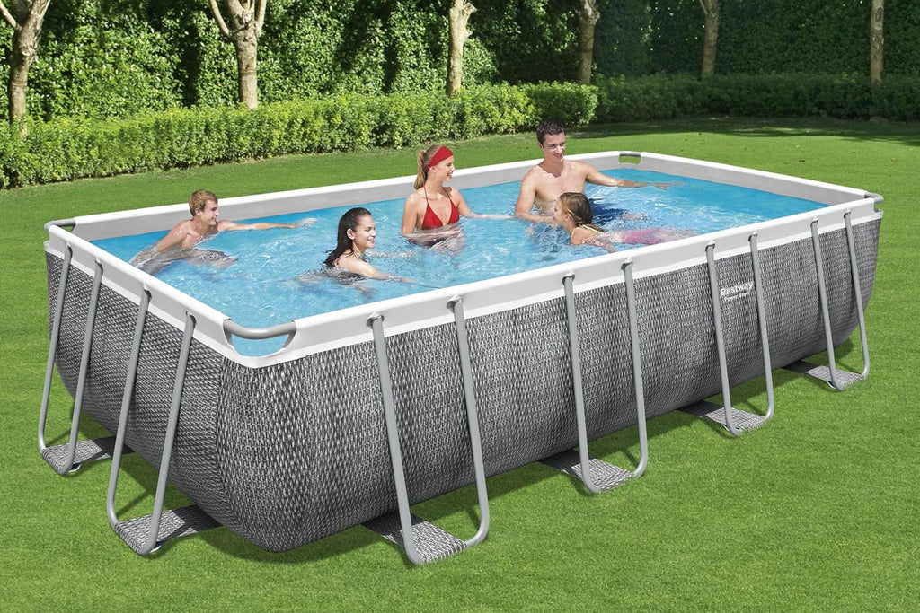 Bestway Piscine Hors Sol Rectangle Power Steel 549 x 274 x 122 cm rotin Gris