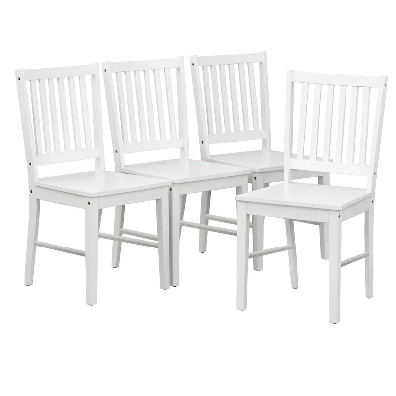 Lot de 4 chaises de salle à manger à dossier à lattes en bois massif, cadre robuste, design classique, montage facile