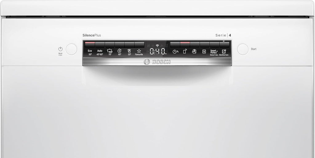 Bosch SMS4EMW01E - Série 4 - Lave-vaisselle Pose-libre - 60 cm - 14 couverts - Silence Plus 42 dB - Blanc