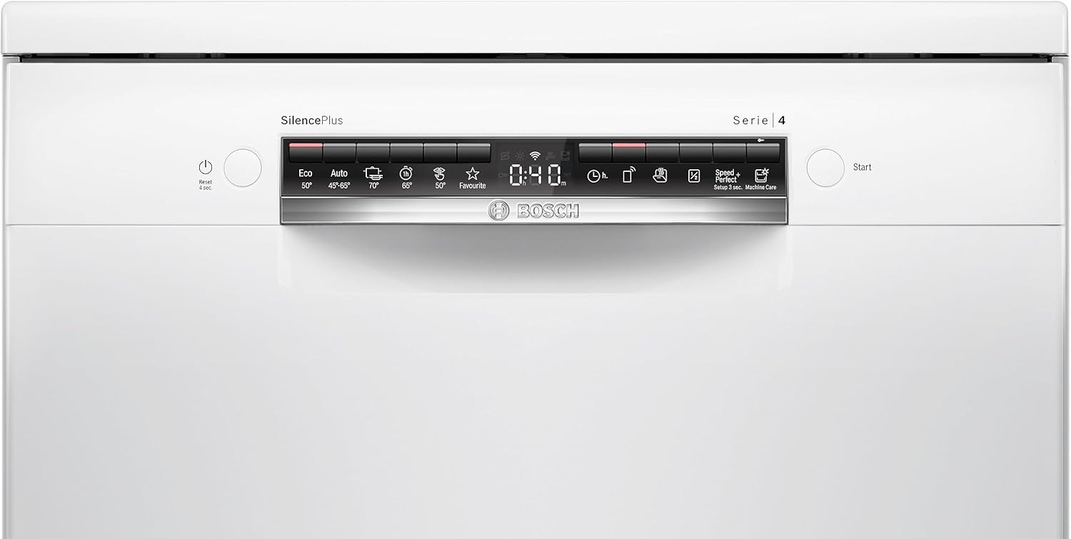 Bosch SMS4EMW01E - Série 4 - Lave-vaisselle Pose-libre - 60 cm - 14 couverts - Silence Plus 42 dB - Blanc