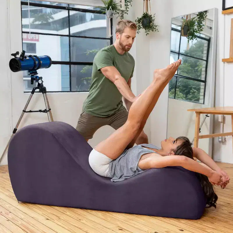 Avana Sleek Chaise Lounge for Yoga - Made in The USA - Great for Stretching, Relaxation, Exercise & More, 60D x 18W x 26H Inch, Light Grey