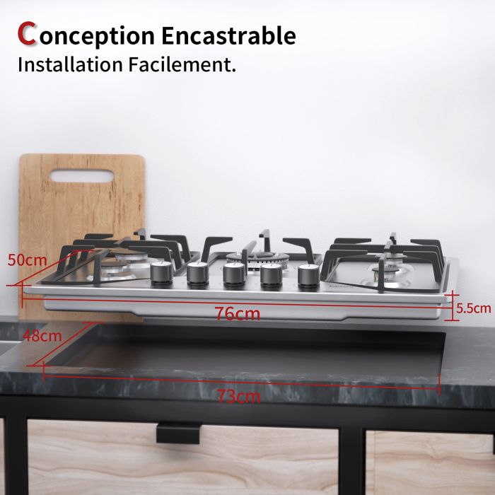 Plaque de cuisson gaz IsEasy MGBS-314A 4 feux Inox