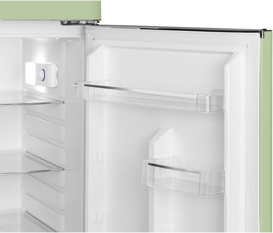 SCHNEIDER SCDD208VVA, Réfrigérateur 2 portes, 211L (172+39), Froid statique, Dégivrage automatique, 3 clayettes verre, Thermostat réglables, Pieds réglables,Vert amande