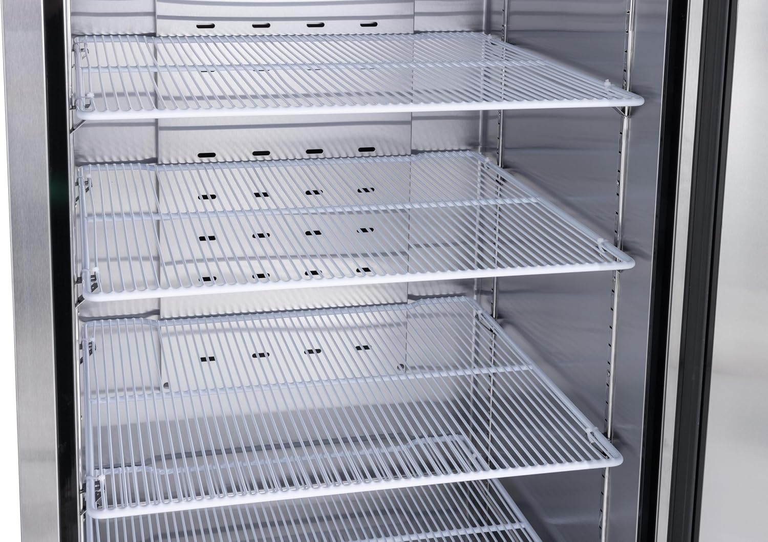 METRO Professional Réfrigérateur pro GRE6600S, Inox, 77.5x72x188.5cm, 380L, Réfrigération par air, 300W, avec serrure, 5 clayettes réglables, argenté