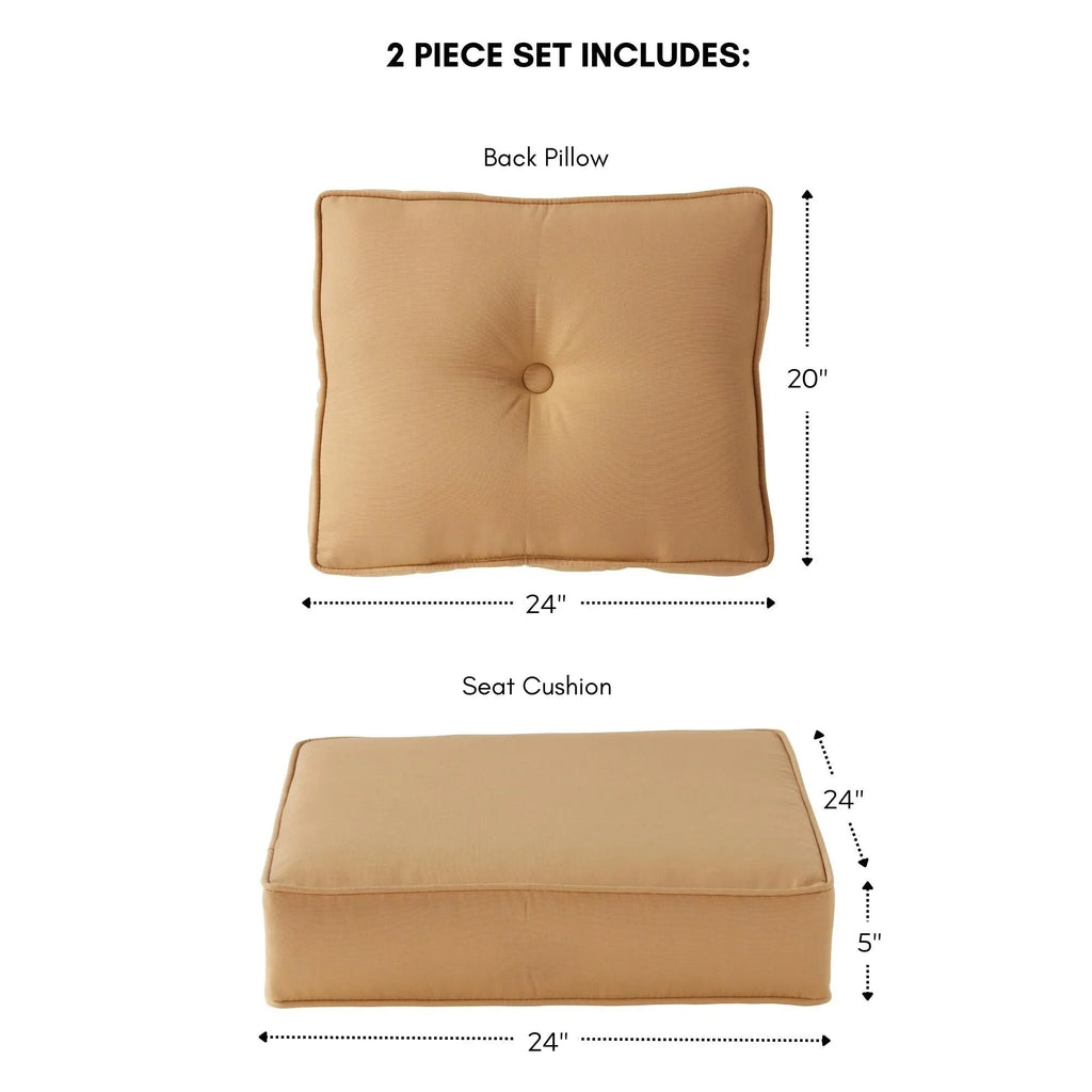 Ensemble de deux coussins d'extérieur haut de gamme Sunbrella pour assise profonde