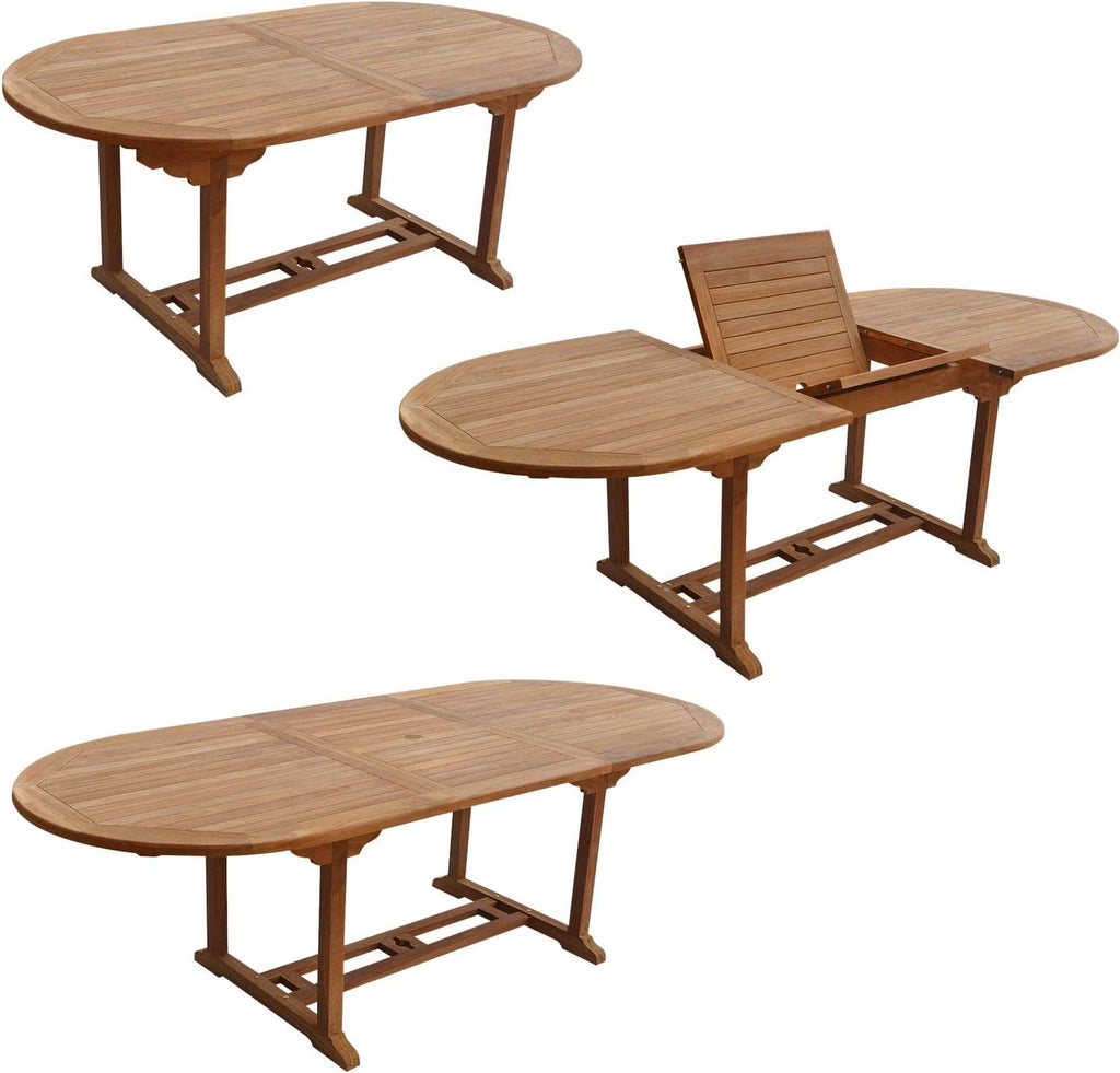 Happy Garden Salon de Jardin en Teck Lombok - Table Ovale Extensible - 8 Places