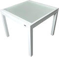 MOMMA HOME Table extensible de jardin en aluminium et verre trempé - Table carrée extensible d'extérieur - Dimensions 90/150 x 90 x 74 cm (blanc)