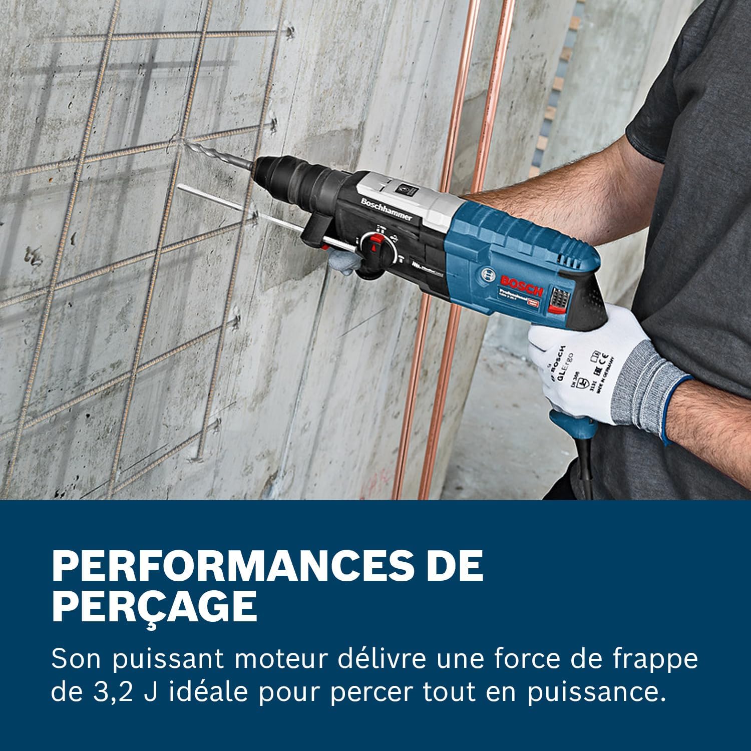 Bosch Professional perforateur GBH 2-28 F (puissance 880 W, diamètre de perçage max. dans le béton : 28 mm, avec set 6 pièces de perçage-burinage, SDS plus, L-Case)