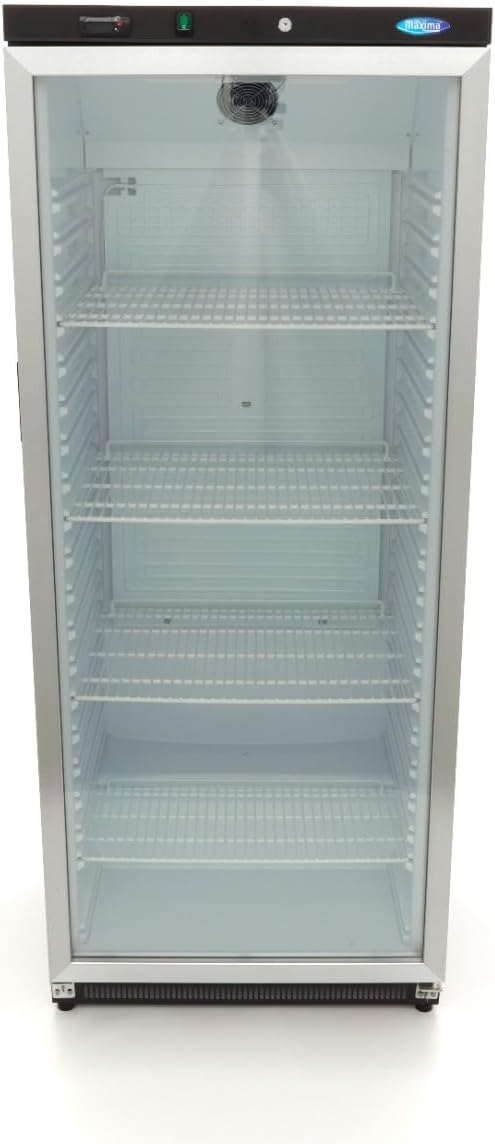 Maxima Réfrigérateur 600L Noir avec Porte Vitrée - 4 Grilles Réglables - Refroidissement Restaurant - Professionnel