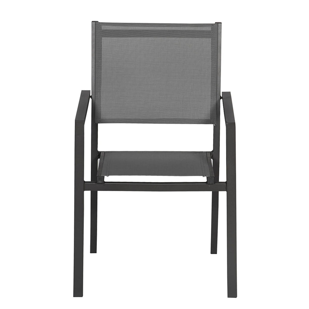 Lot de 8 chaises en aluminium anthracite - textilène gris Happy Garden