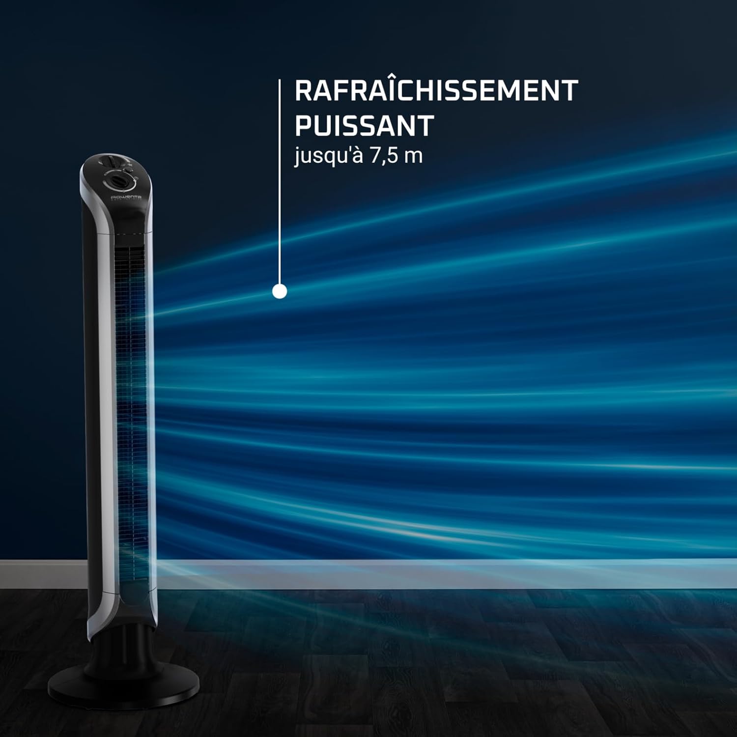 Rowenta Eole Infinite Ventilateur colonne, Rafraîchissement puissant & silencieux, Écoénergétique, Oscillation à 180°, 3 vitesses, Minuteur VU6620F2