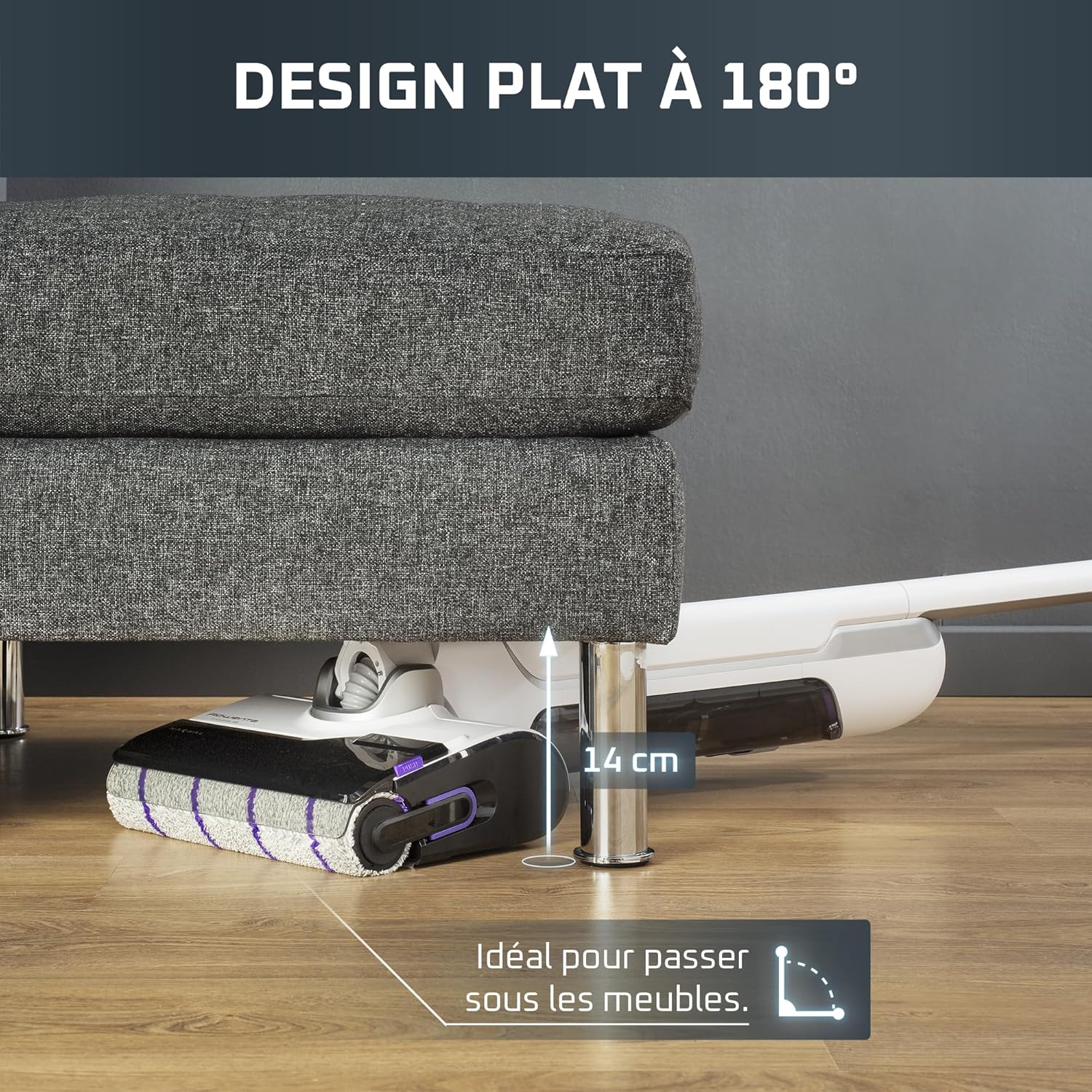 Rowenta X-Clean 10, Aspirateur Laveur sans Fil, Inclinable 180°, Auto-Nettoyage et séchage 65°C, 60min, pour tâches tenaces, Poils d’Animaux YY5785FE, Blanc