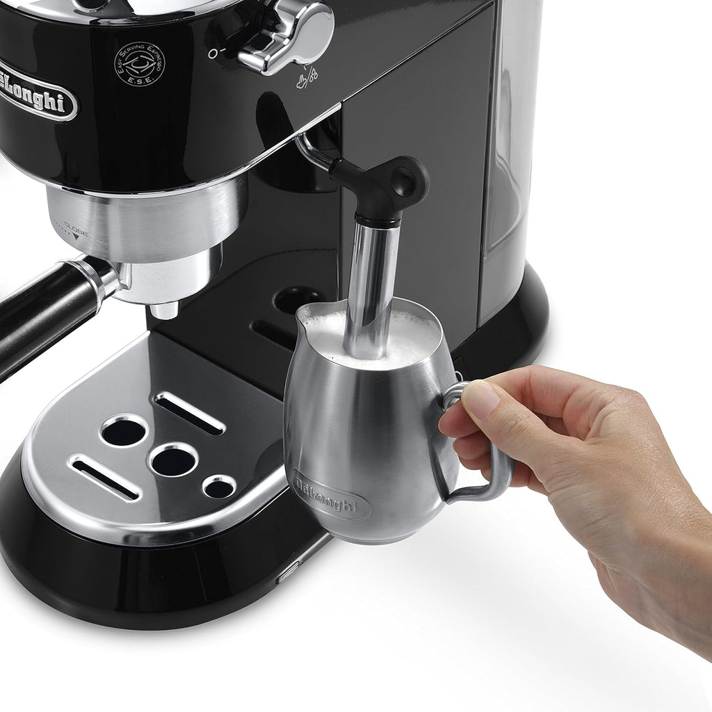 De'Longhi Dedica Espresso Machine, Coffee and Cappucino Maker with Milk Frother, Metal / Stainless, Compact Design 6 in Wide, Fit Mug Up to 5 in, EC680M