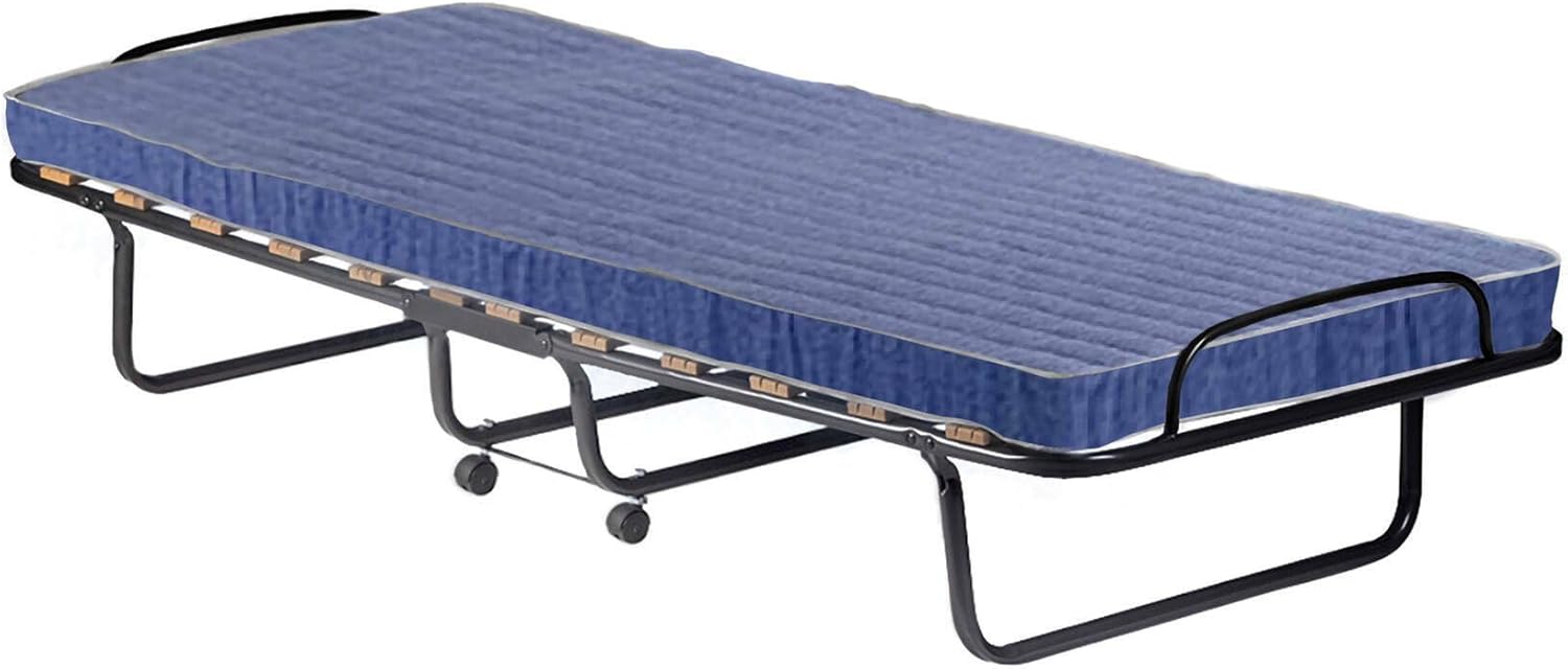 Dmora Lit pliant avec sommier à lattes et matelas, mesure 190x80x30 cm