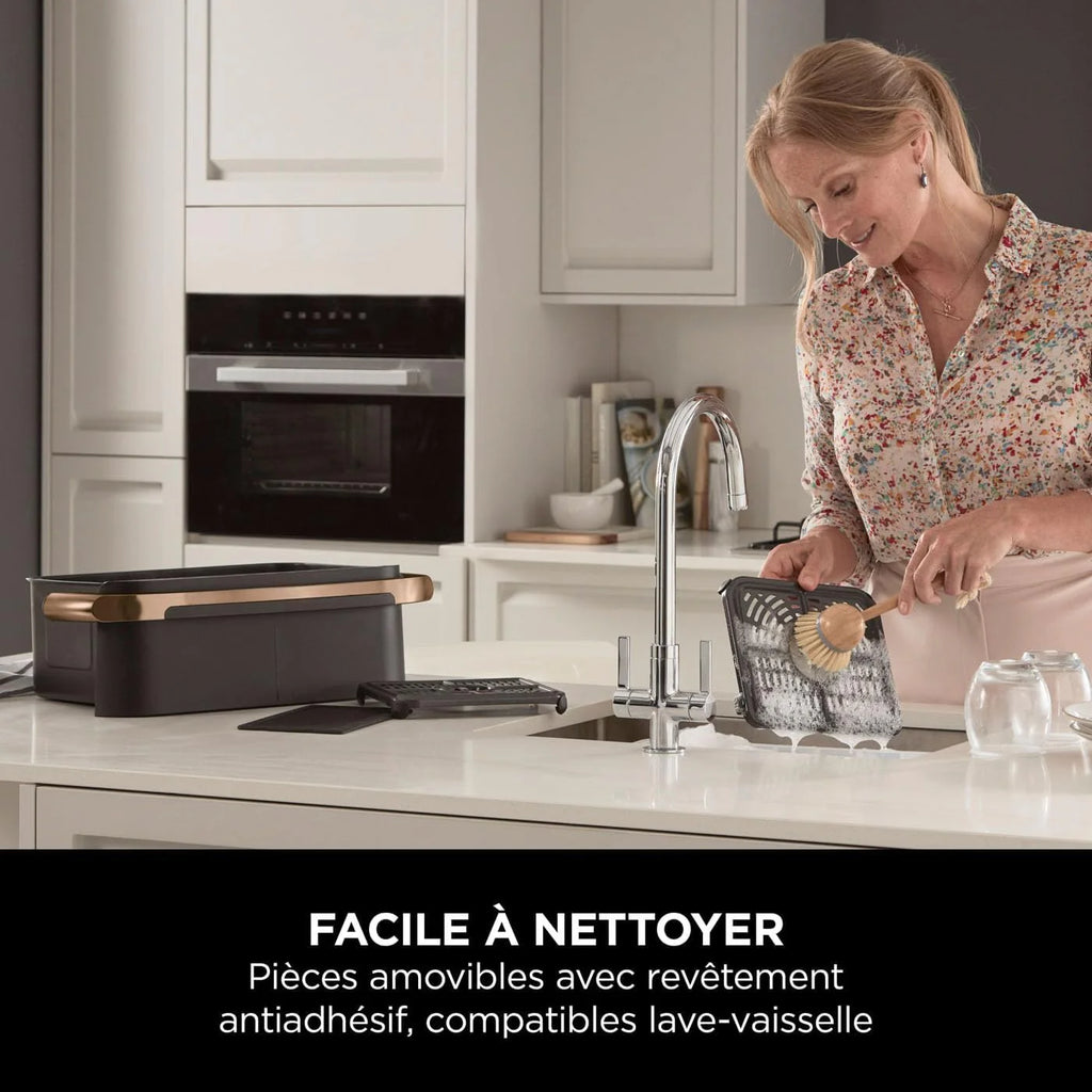 NINJA FlexDrawer air fryer 10.4L, 7-en-1, séparateur, lavable, noir/cuivre AF500EUCP