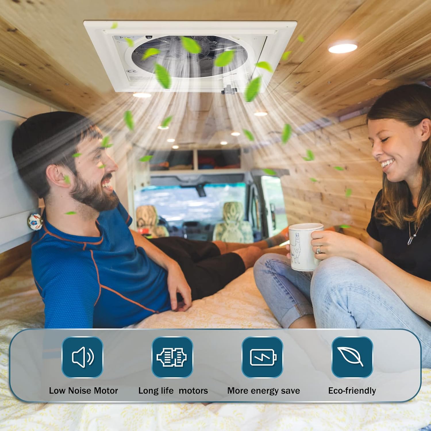 Brolteja Ventilateur de toit camping car,12V RV Ventilateur D'éChappement De Toit,Lanterneau Camping car d'extraction Réversible,40 * 40cm Avec Protection Contre Les Insectes Lucarne