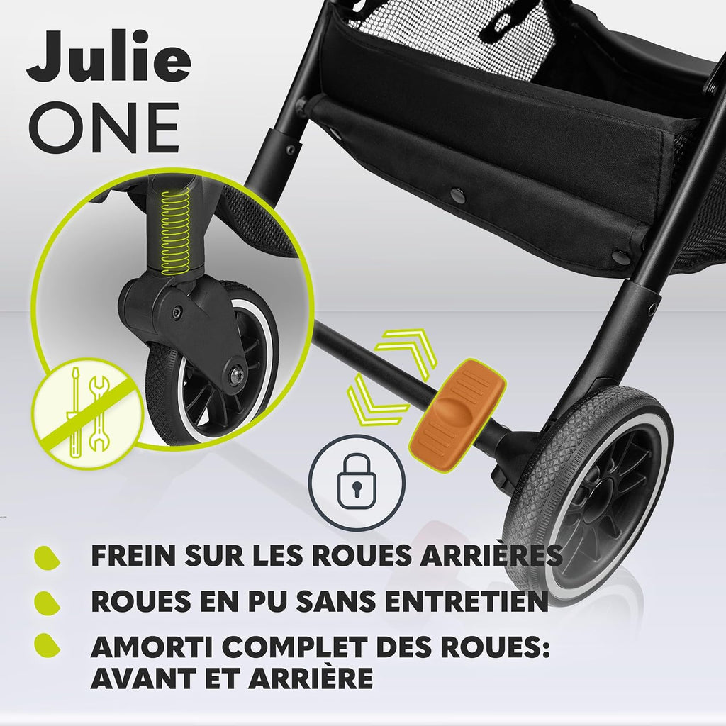 LIONELO Julie One Poussette canne legere Ultra compacte Pliable en un seul geste (0-22 kg), sac de transport, repose-pieds dossier, réglable jusqu'à, moustiquaire