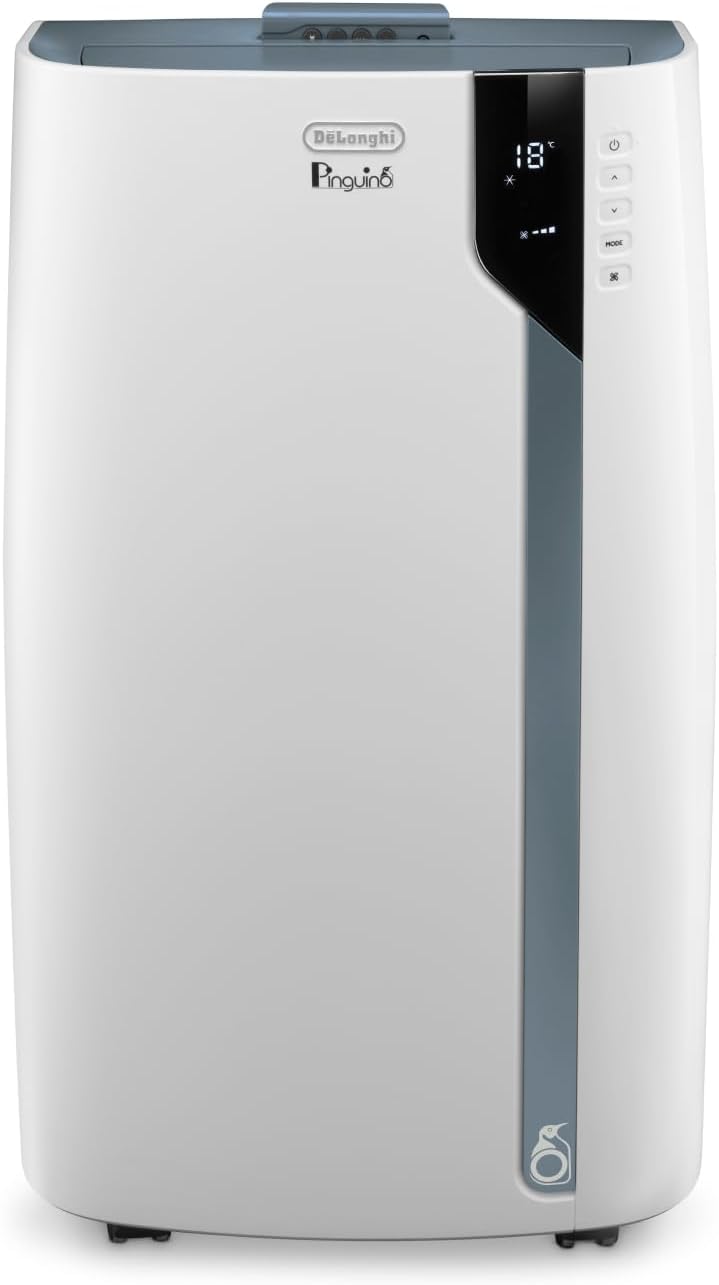 De'Longhi Pinguino PAC EX105 Climatiseur mobile avec technologie EcoRealFeel 10 000 BTU/h, pour pièces jusqu'à 100 m³, fonction déshumidification et ventilation, minuterie 24 heures, classe