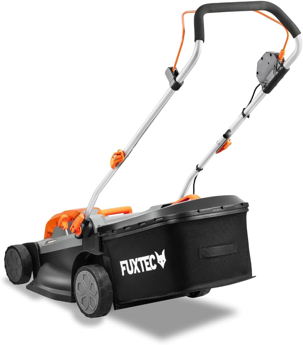 FUXTEC Tondeuse à Gazon sans Fil 40V (2x20V) E2RM43 Set Batteries et Chargeur - Largeur De Coupe 43cm, 40L, Hauteur De Coupe Variable, Tondeuse à Gazon Batterie, sans Fil