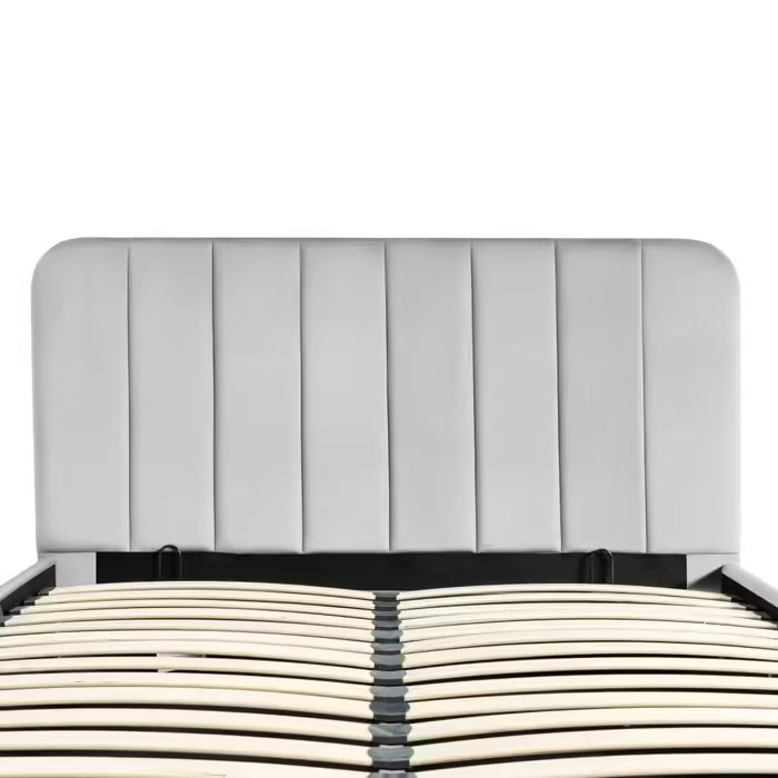 Lit coffre avec sommier relevable 140x190 cm ANNA en velours gris Lit