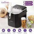 LOEFME Machine à glaçons 1.2L-9 Glaçons en 6 min 12kg/24h- autonettoyante silencieuse, deux tailles de glace，Avec support