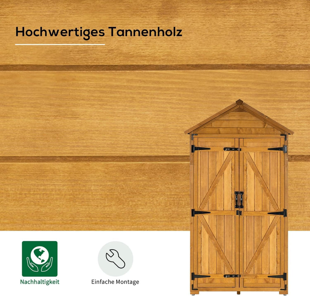 M MCombo Armoire de Jardin avec Toit à pignon en Bois imperméable Gris/Naturel 1000D 48 x 90 x 178 cm (Naturel)