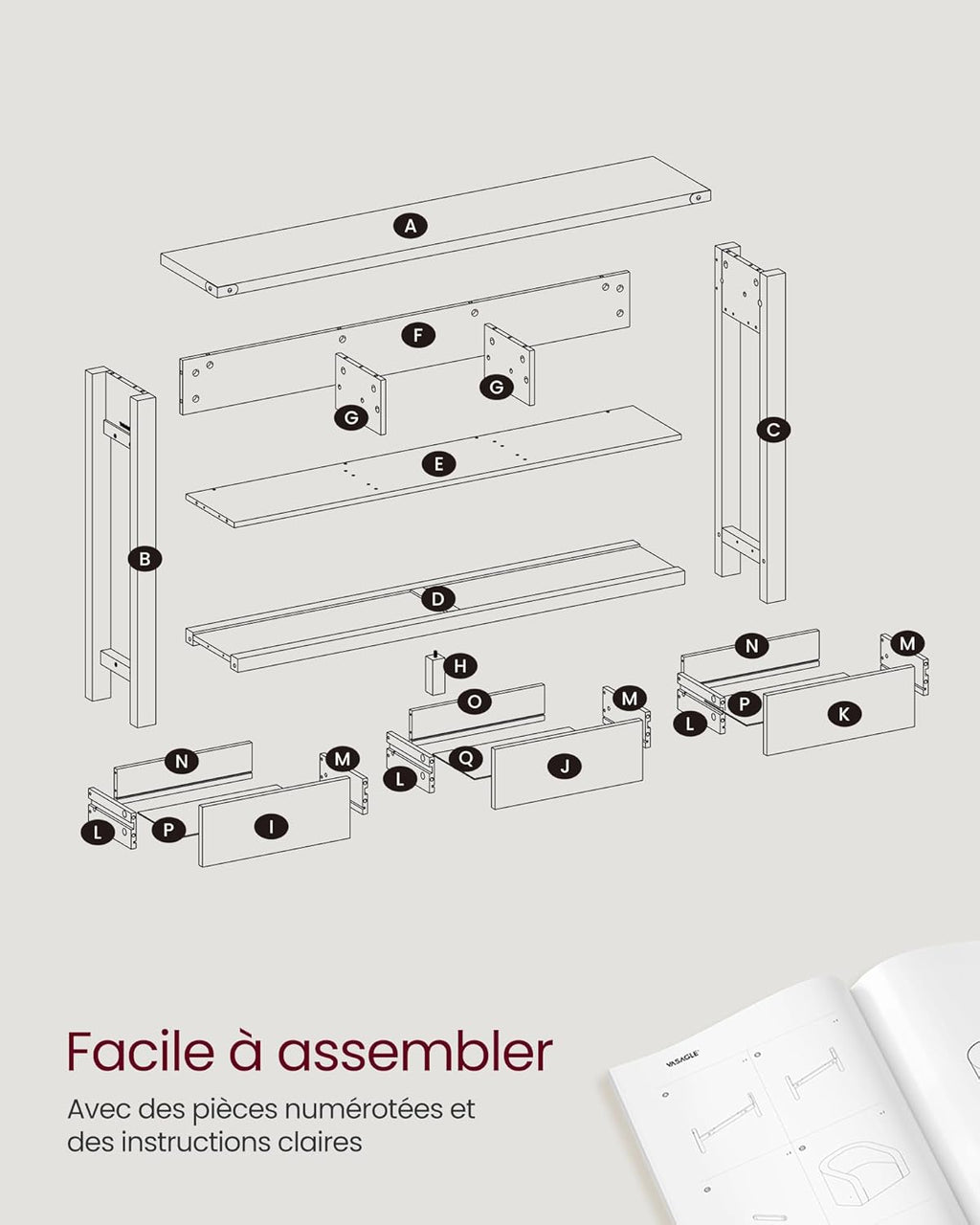 VASAGLE Table Console, Table d'Entrée avec 3 Tiroirs et Étagère de Rangement, pour Entrée, Salon, Style Campagnard, Marron Miel et Blanc Rustique LNT142WJ01