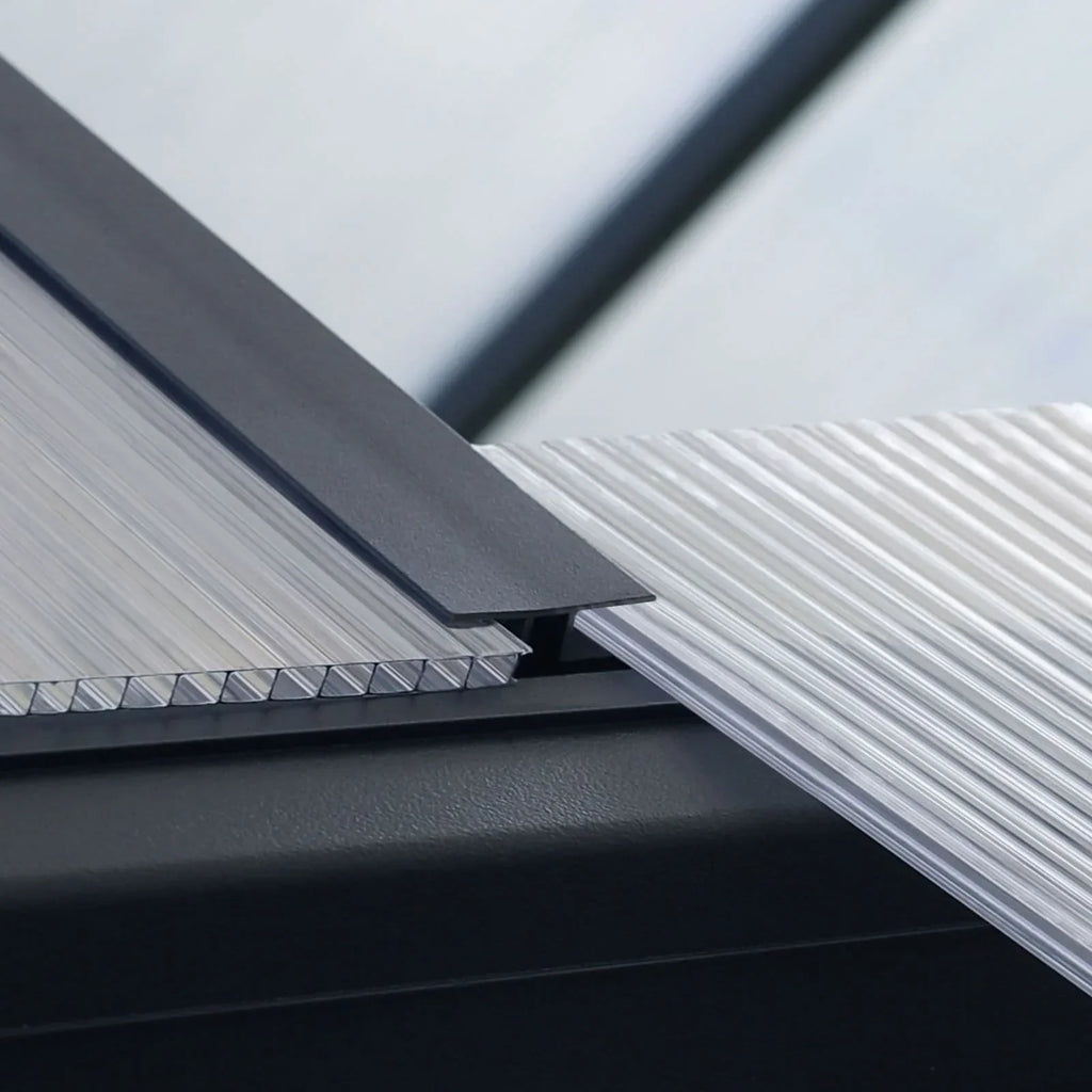 Serre de jardin aluminium VEIKOUS avec évent de toit réglable et porte verrouillable Grise