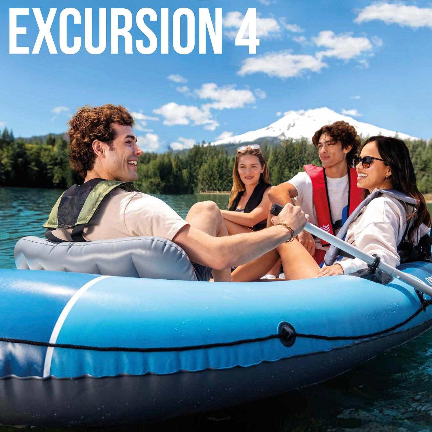 Intex Excursion 4 Ensemble de Bateau 66324NP (Gonflé: 315 x 165 x 43 cm)
