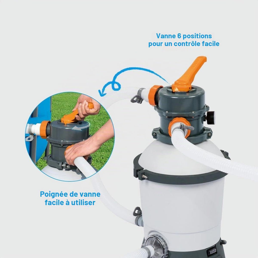 Bestway 58515 Flowclear Pompe de filtration à sable pour piscines hors sol, débit 3028 l/h