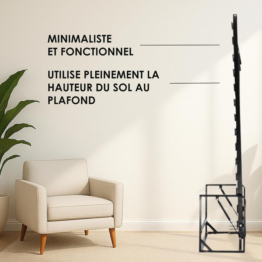 Lit Escamotable 2 Personnes - 140cm x 200cm - Lit Mural Rabattable - Vertical - Classique