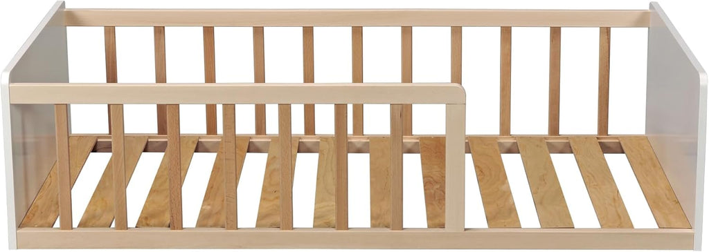 LIT Pilou 70x140 + sommier, Blanc et Naturel