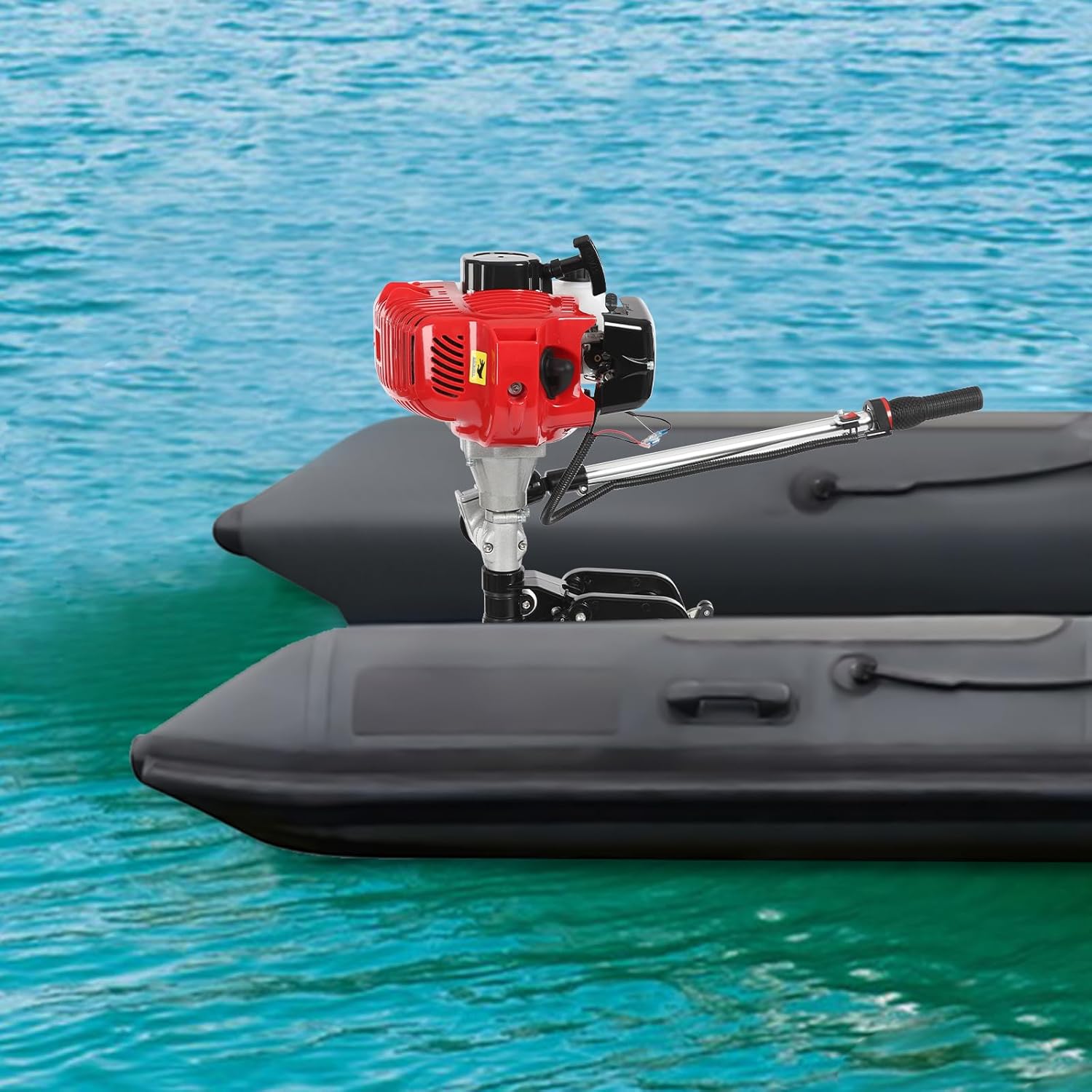 Moteur hors-bord, 4 temps 6 ch, moteur pour bateau à essence, 63 cm³. Refroidi par air. Moteur hors-bord pour bateaux gonflables, bateaux de pêche, kayaks de pêche