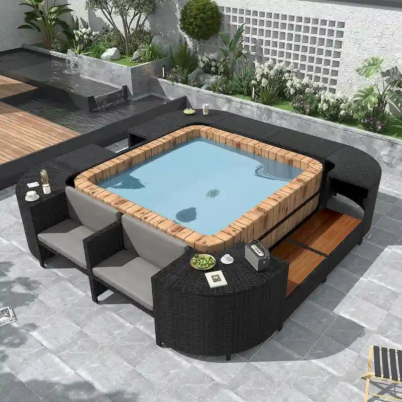 Spa Surround Spa Frame Quadrilateral Outdoor Rattan Sectional Sofa Set